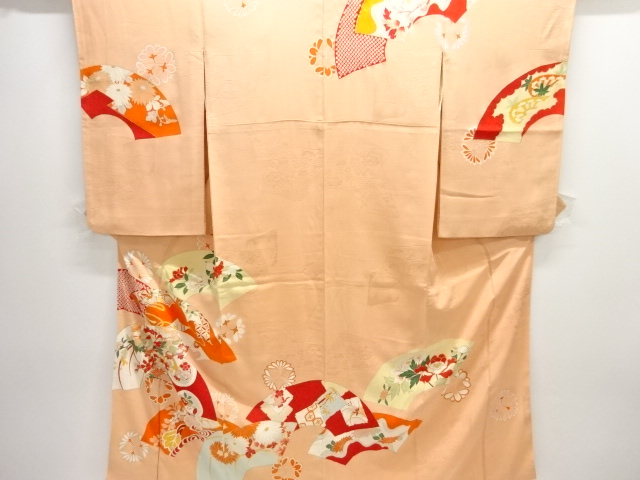 大正ロマン　紋錦紗　地紙に花模様刺繍着物